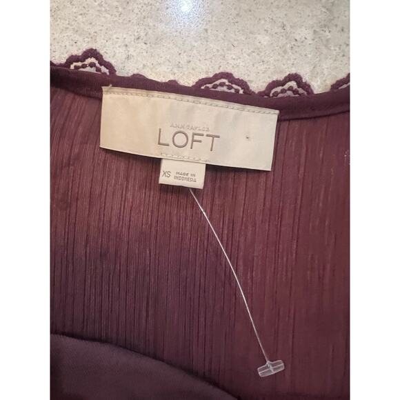 🍷 LOFT Maroon Cotton Henley Tank Top – Size XS - Picture 5 of 7